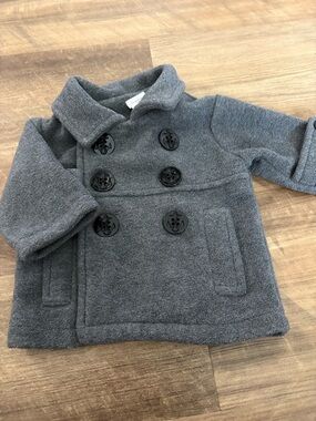 Starting Out Charcoal Double-Breasted Peacoat with Anchor Buttons